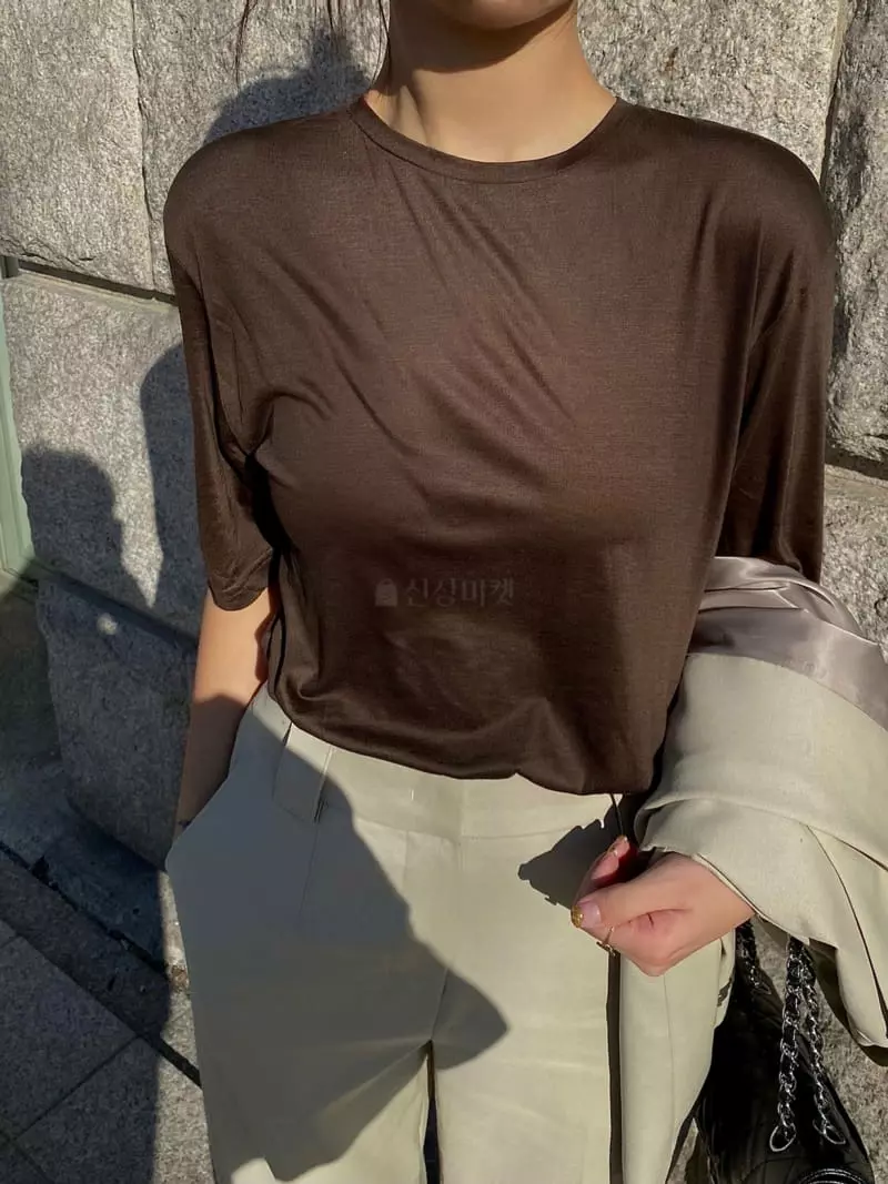 Ouppt - Korean Women Fashion - #momslook - Silky Tee