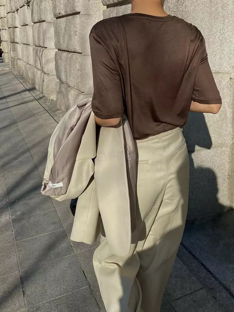 Ouppt - Korean Women Fashion - #momslook - Silky Tee - 3
