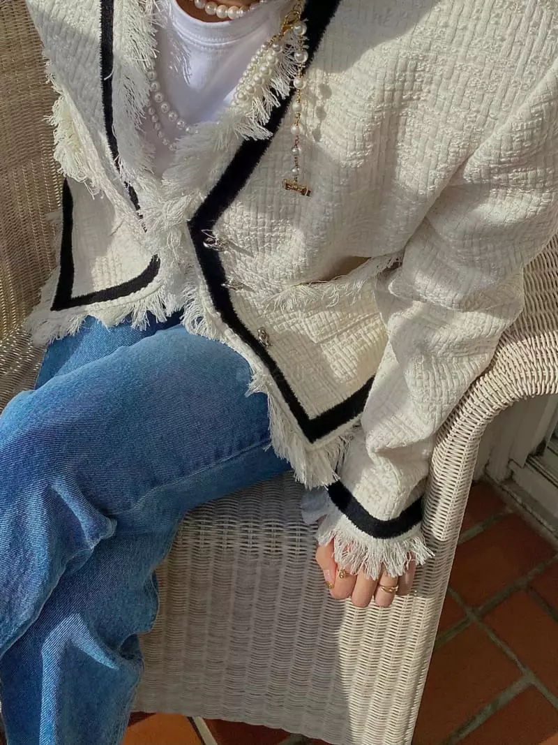 Ouppt - Korean Women Fashion - #momslook - No Collar Tweed Jacket