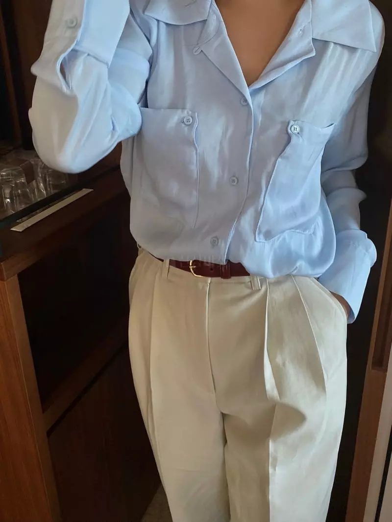 Ouppt - Korean Women Fashion - #vintageinspired - Pocket Blouse - 4