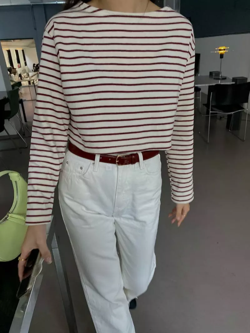 Ouppt - Korean Women Fashion - #womensfashion - Crop Stripe Tee - 3