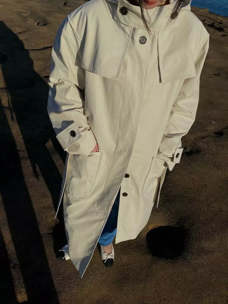 Ouppt - Korean Women Fashion - #womensfashion - Hoody Trench Coat