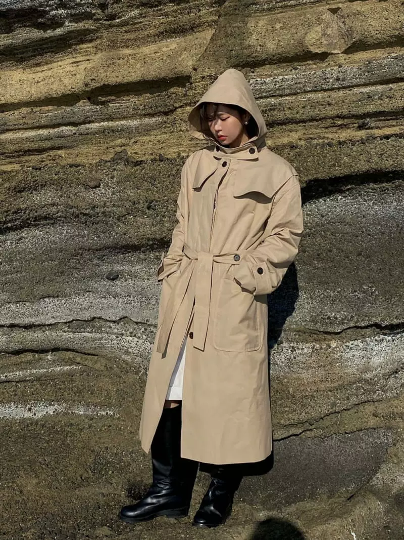 Ouppt - Korean Women Fashion - #womensfashion - Hoody Trench Coat - 3