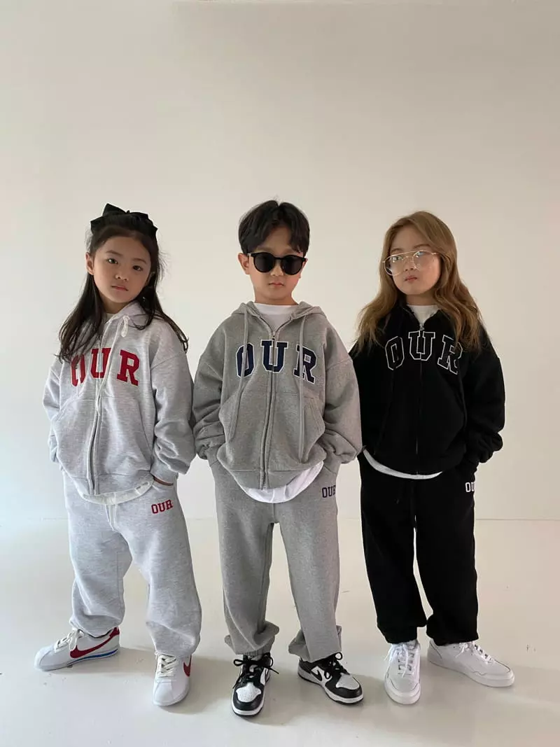 Our - Korean Children Fashion - #discoveringself - Hoody Zip-up Bottom Set with Mom - 2