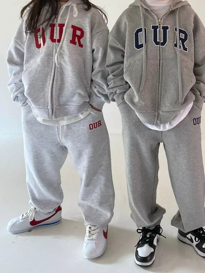 Our - Korean Children Fashion - #fashionkids - Hoody Zip-up Bottom Set with Mom - 3