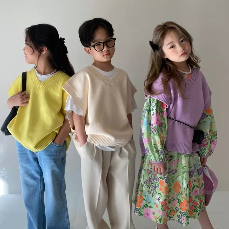 Our - Korean Children Fashion - #fashionkids - Rose Knit Vest - 3