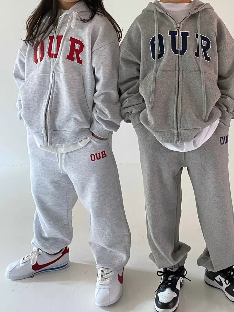 Our - Korean Children Fashion - #fashionkids - Hoody Zip-up Bottom Set with Mom - 4