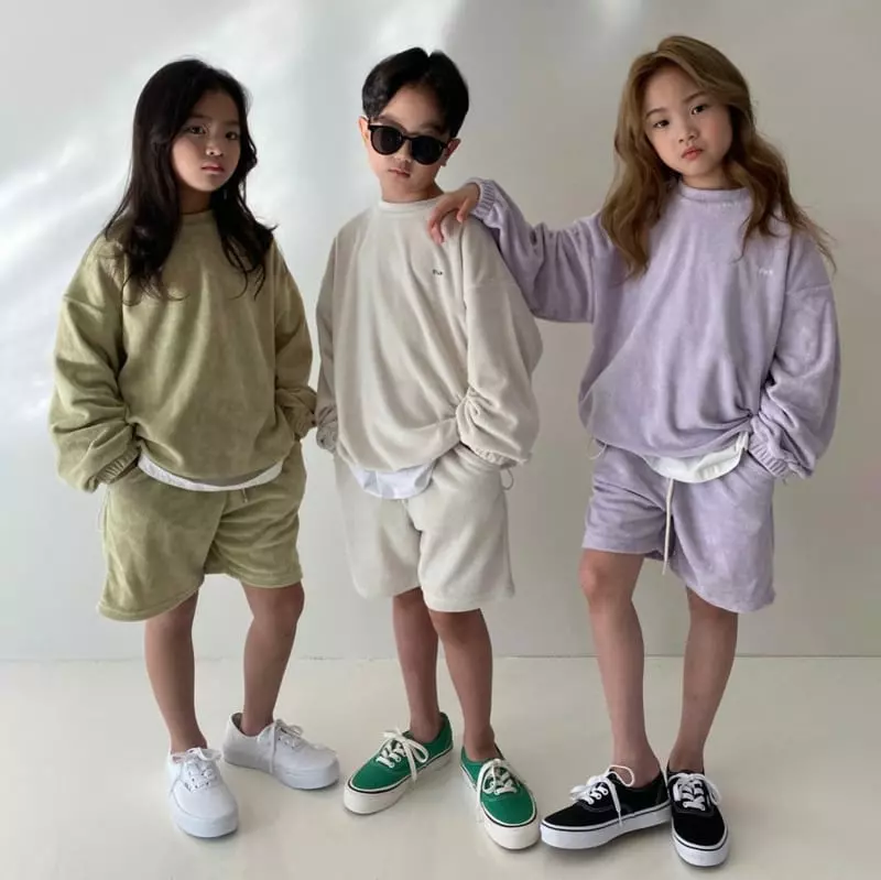 Our - Korean Children Fashion - #kidsshorts - Spring Tery Top Bottom Set - 2