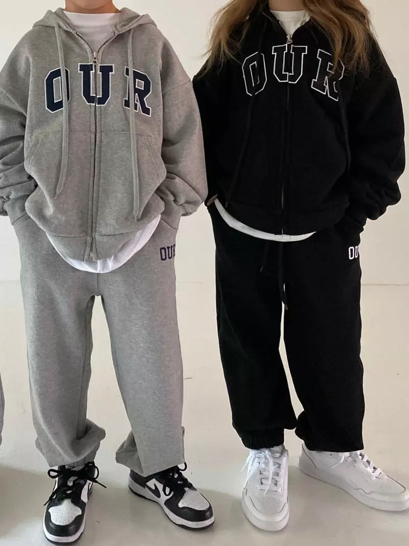 Our - Korean Children Fashion - #kidsstore - Hoody Zip-up Bottom Set with Mom - 5
