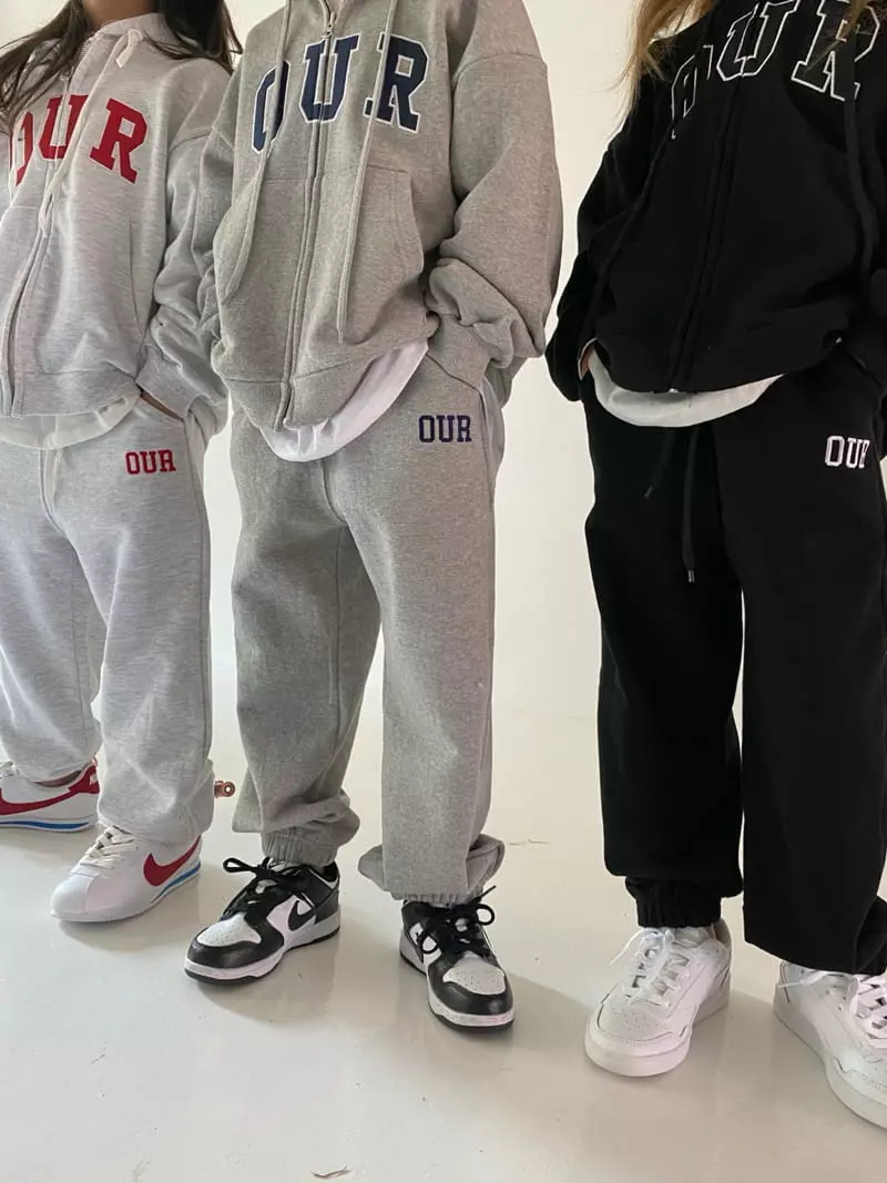 Our - Korean Children Fashion - #kidzfashiontrend - Hoody Zip-up Bottom Set with Mom - 6