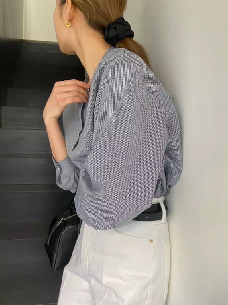 Our - Korean Women Fashion - #momslook - R check Blouse