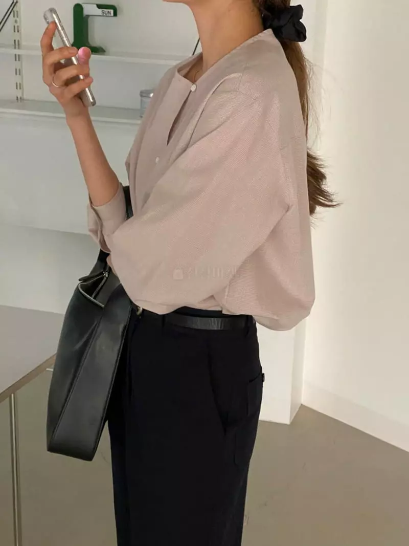 Our - Korean Women Fashion - #momslook - R check Blouse - 3