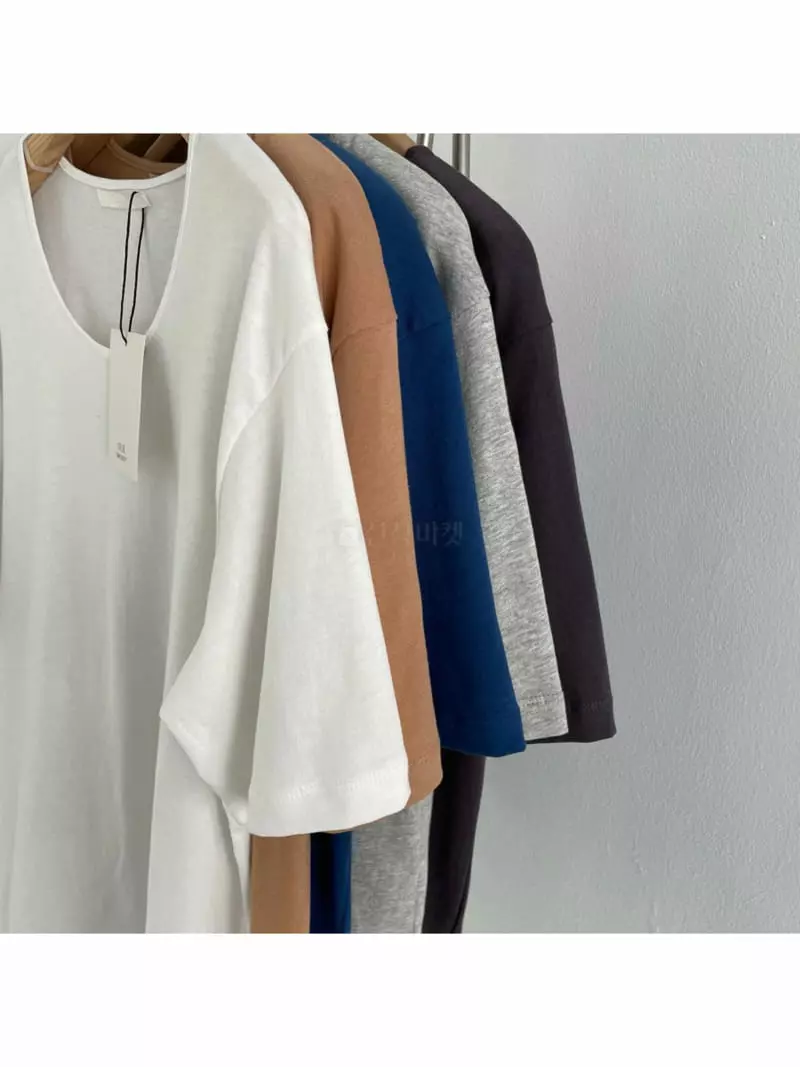 Our - Korean Women Fashion - #thatsdarling - Cotton U-neck Tee - 4