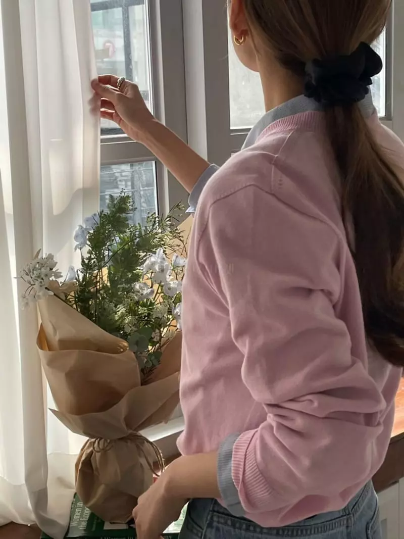 Our - Korean Women Fashion - #vintagekidsstyle - Spring V-neck Whole Gament Tee - 3