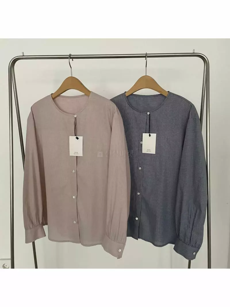 Our - Korean Women Fashion - #momslook - R check Blouse - 4