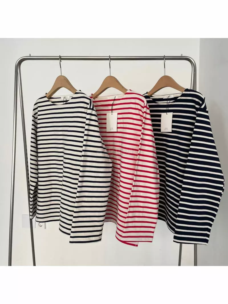Our - Korean Women Fashion - #momslook - Marine Stripe Tee - 4