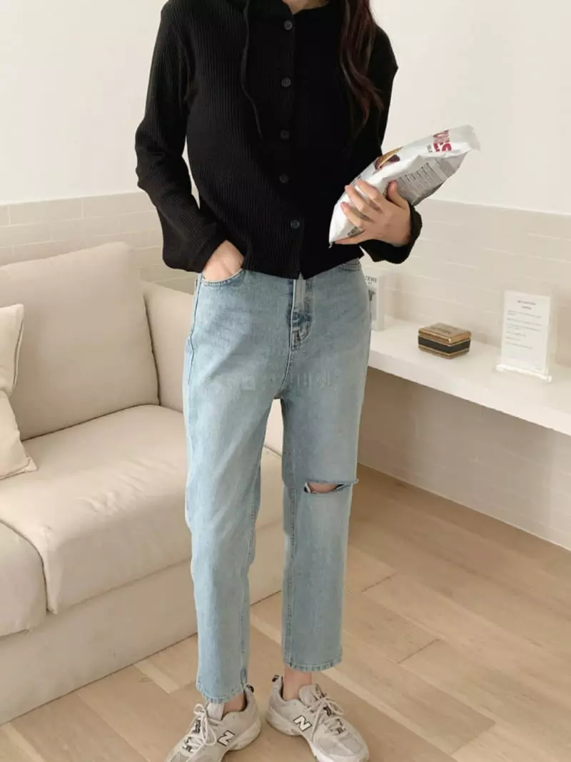 Outrene - Korean Women Fashion - #momslook - Brush Straight Jeans