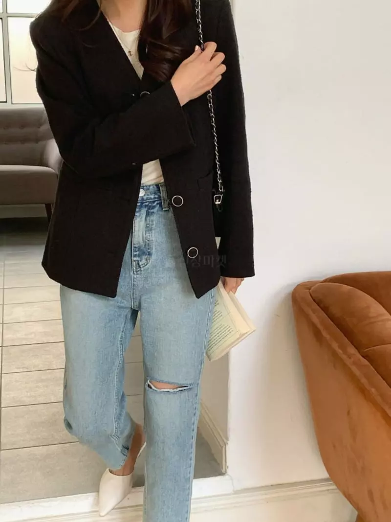 Outrene - Korean Women Fashion - #momslook - Brush Straight Jeans - 3