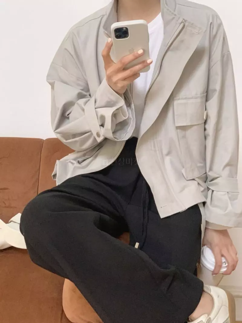 Outrene - Korean Women Fashion - #momslook - Pocket Bomber Jacket