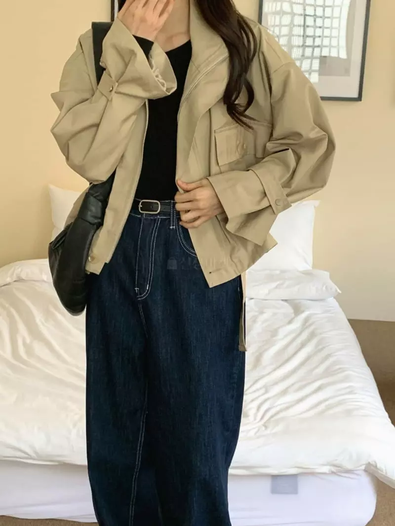 Outrene - Korean Women Fashion - #momslook - Pocket Bomber Jacket - 3