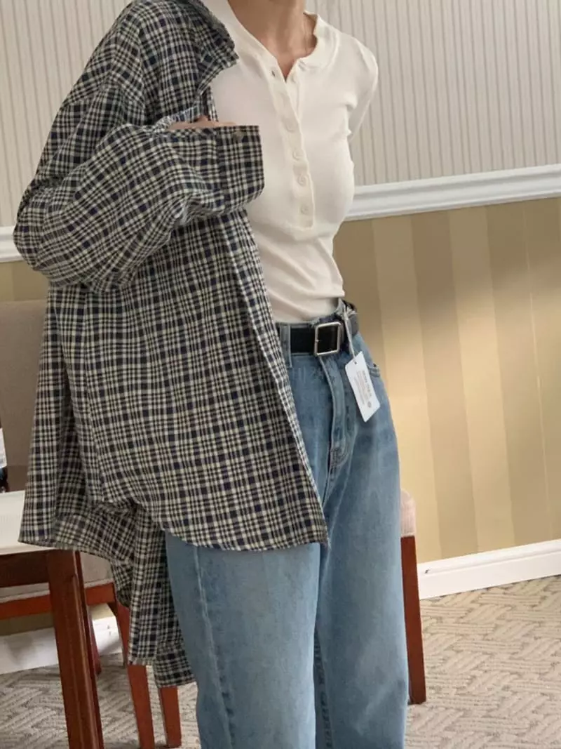 Outrene - Korean Women Fashion - #momslook - River Check Shirt - 2