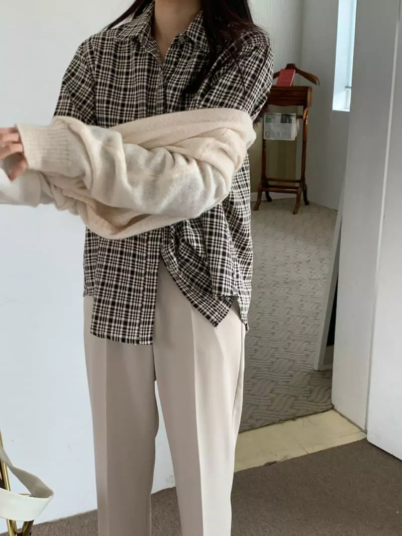 Outrene - Korean Women Fashion - #momslook - River Check Shirt - 3