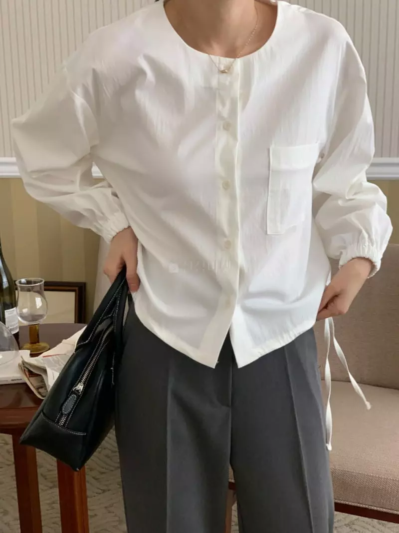 Outrene - Korean Women Fashion - #thelittlethings - Round Blouse - 3