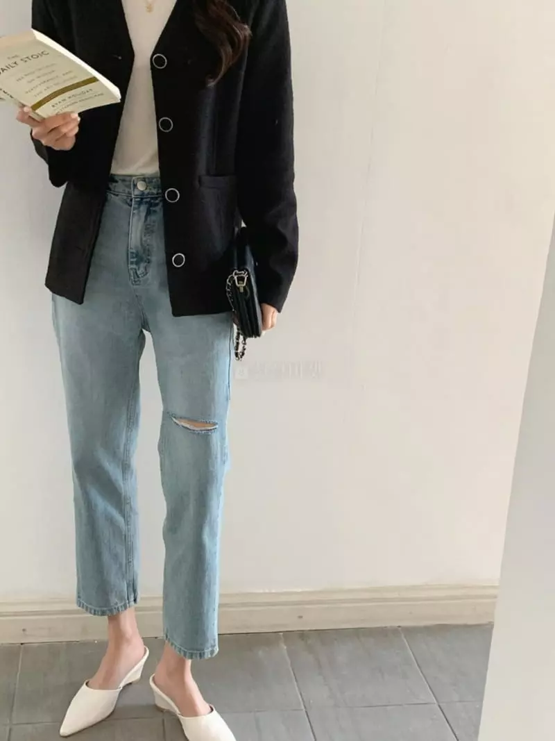 Outrene - Korean Women Fashion - #womensfashion - Brush Straight Jeans - 2