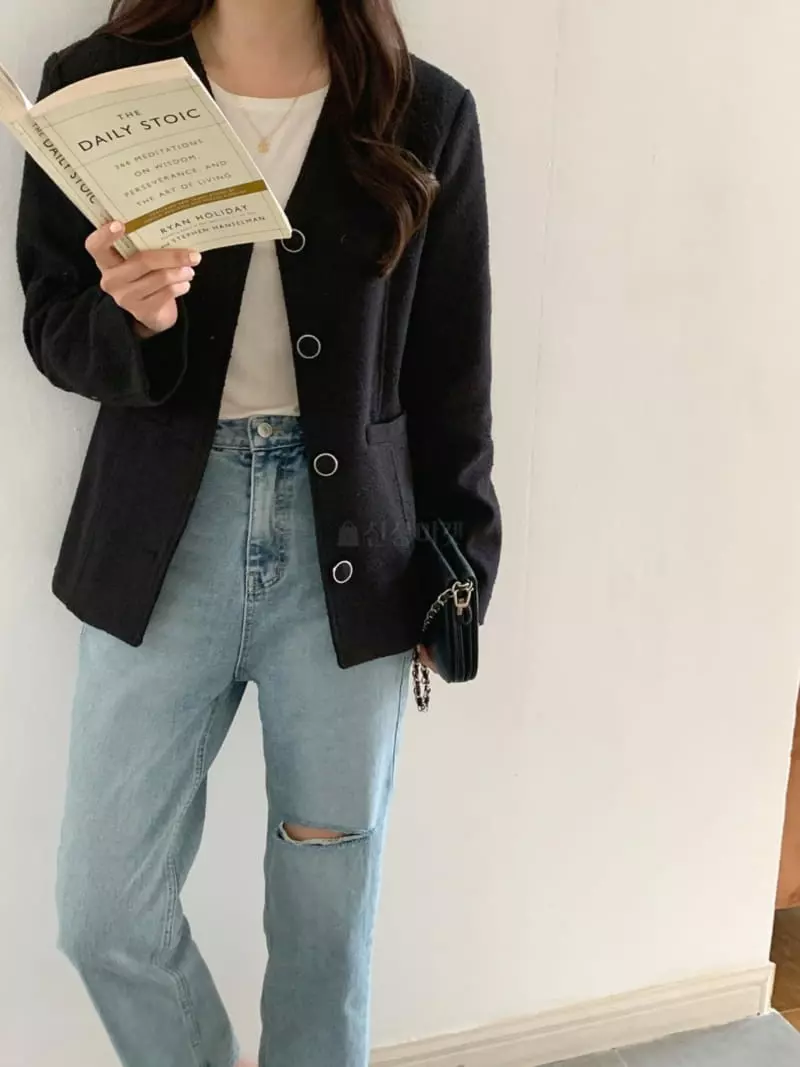 Outrene - Korean Women Fashion - #momslook - Brush Straight Jeans - 4