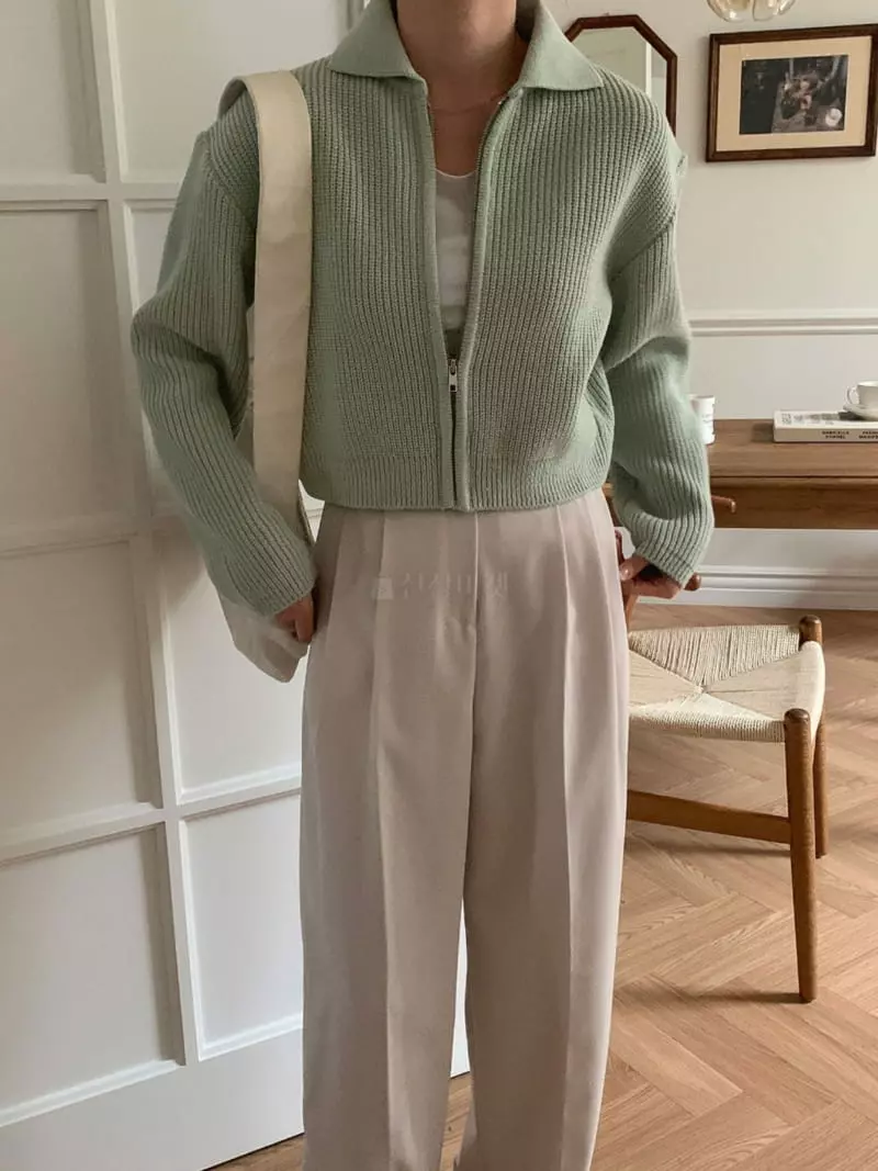Outrene - Korean Women Fashion - #womensfashion - Zip-up Knit 