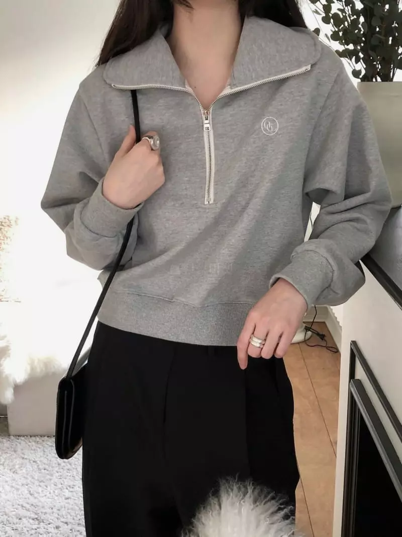Overclassic - Korean Women Fashion - #momslook - Heavy Half Zip-up Sweatshirt