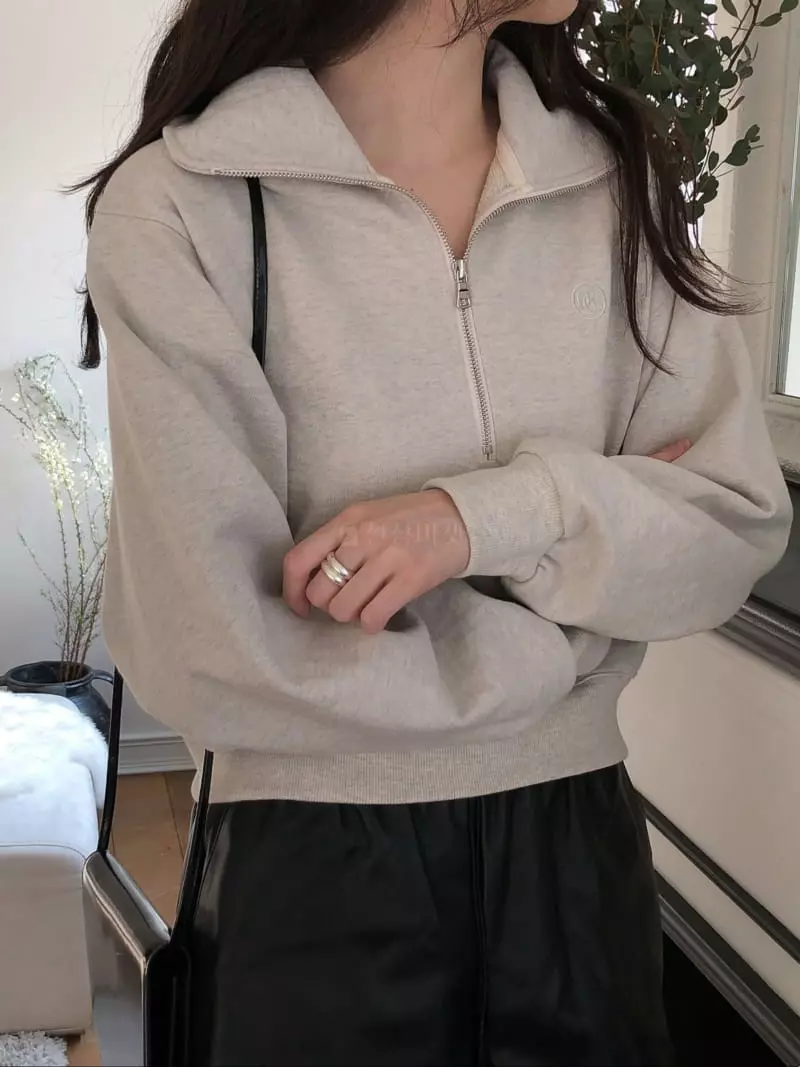 Overclassic - Korean Women Fashion - #momslook - Heavy Half Zip-up Sweatshirt - 3