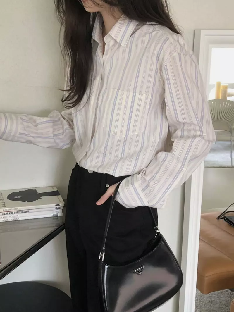 Overclassic - Korean Women Fashion - #pursuepretty - Noir Stripe Shirt