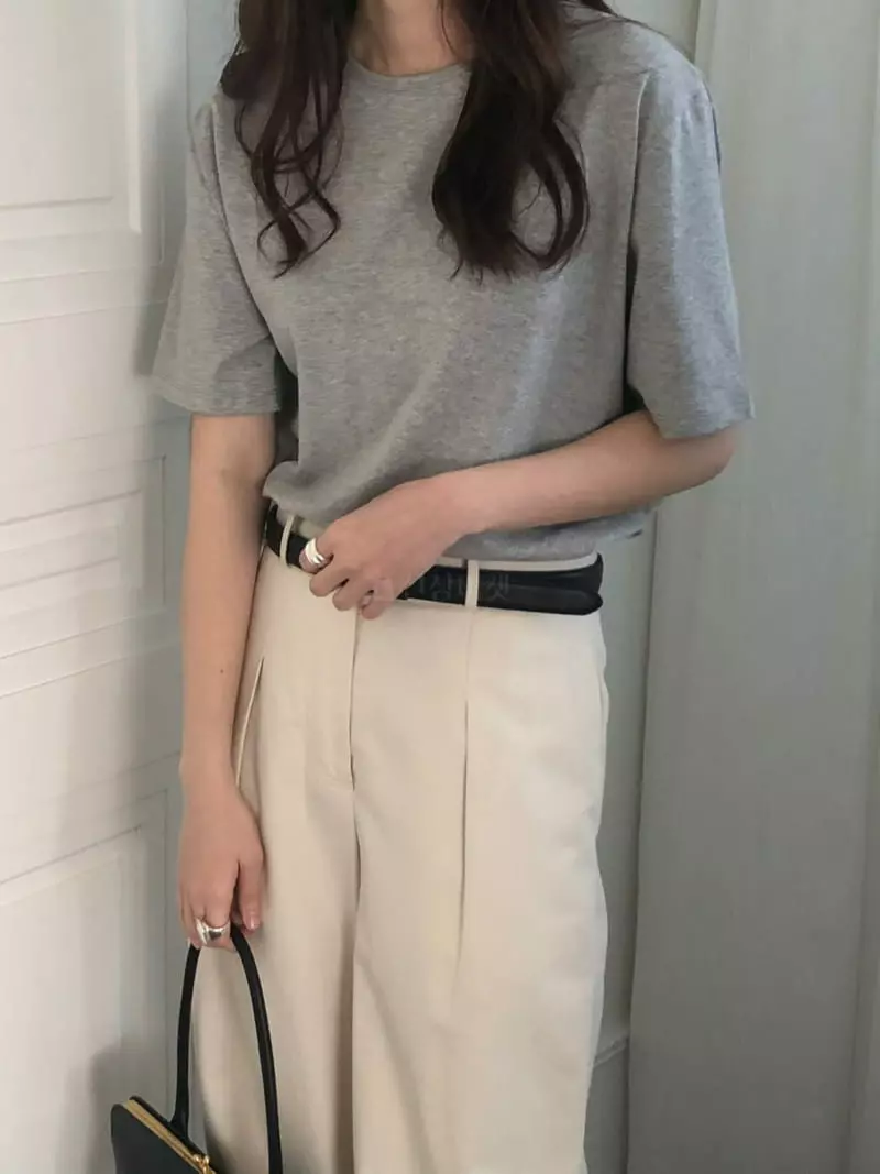 Overclassic - Korean Women Fashion - #romanticstyle - Basic Cotton Tee - 3