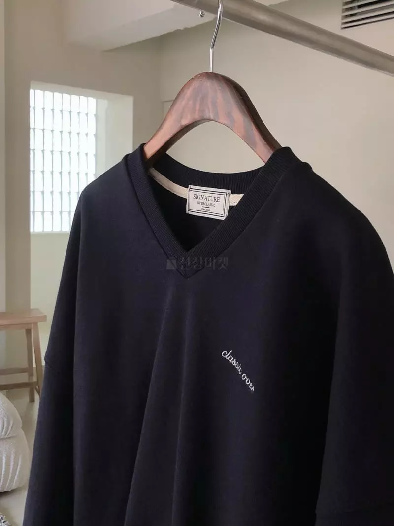 Overclassic - Korean Women Fashion - #shopsmall - Heavy V-neck Sweatshirt - 2