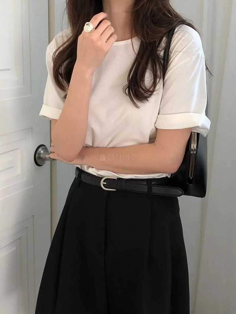 Overclassic - Korean Women Fashion - #romanticstyle - Basic Cotton Tee - 4