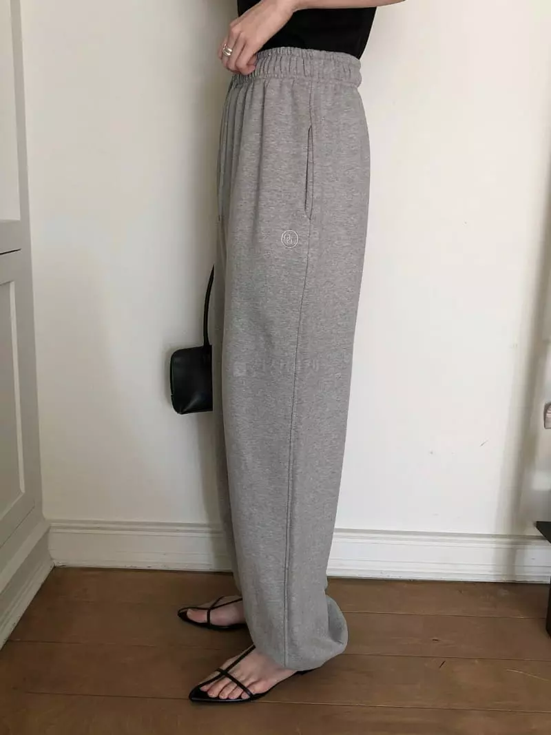 Overclassic - Korean Women Fashion - #womensfashion - Embroidery Wide Jogger Pants