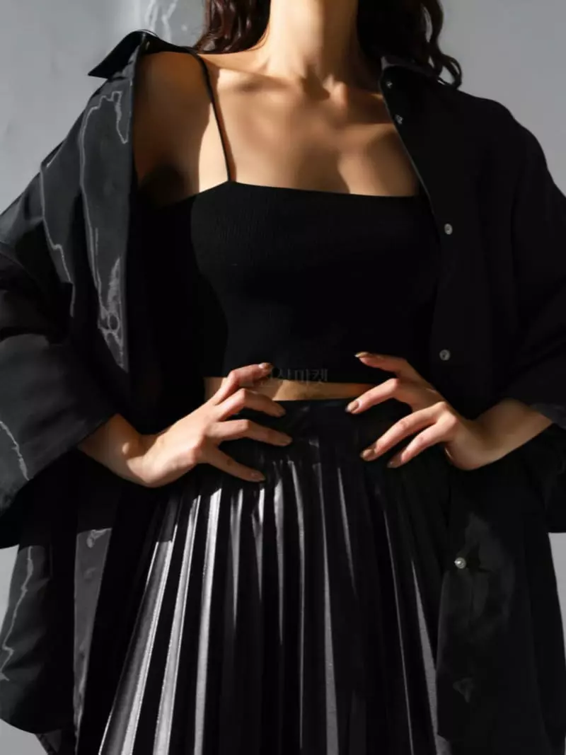 Paper Moon - Korean Women Fashion - #momslook - Shoulder Strap Knit Crop Tee