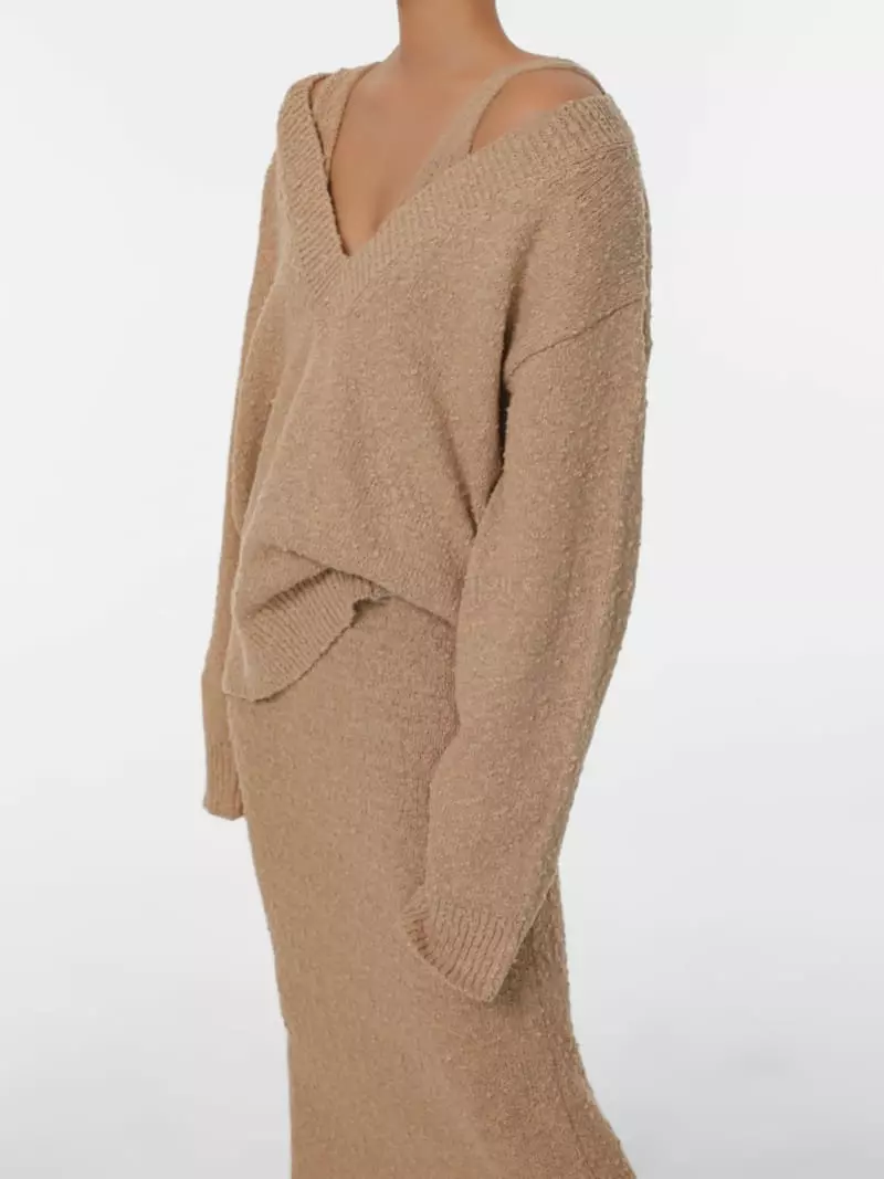 Paper Moon - Korean Women Fashion - #womensfashion - Oversized Fuzzy V-Neck Knit Tee - 4