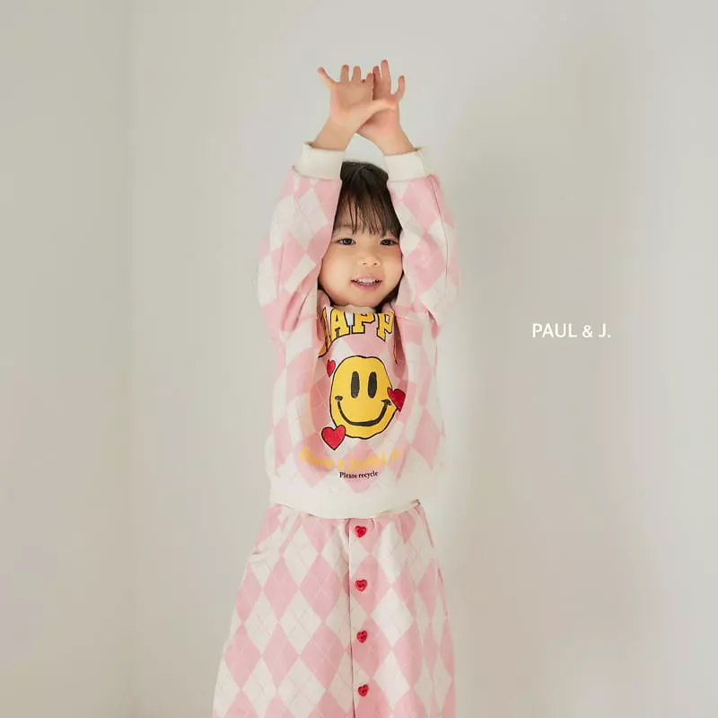 Paul & J - Korean Children Fashion - #kidsshorts - Happy Smile Top Bottom Set - 2