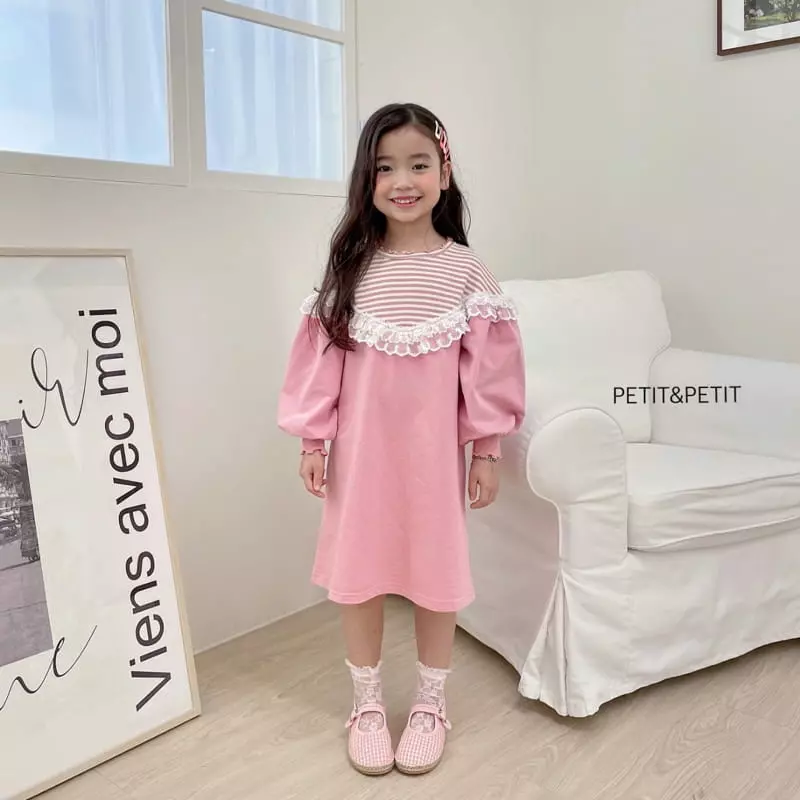 Petit & Petit - Korean Children Fashion - #Kfashion4kids - Stripes Lace One-piece - 2