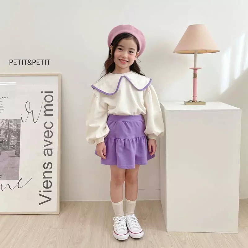Petit & Petit - Korean Children Fashion - #childofig - Color Collar Skirt Top Bottom Set