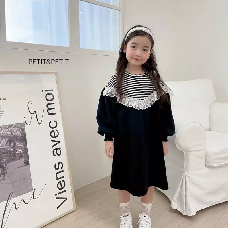 Petit & Petit - Korean Children Fashion - #childofig - Stripes Lace One-piece - 7