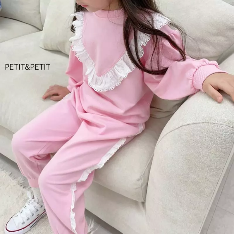 Petit & Petit - Korean Children Fashion - #childrensboutique - Bear Lace Top Bottom Set - 3