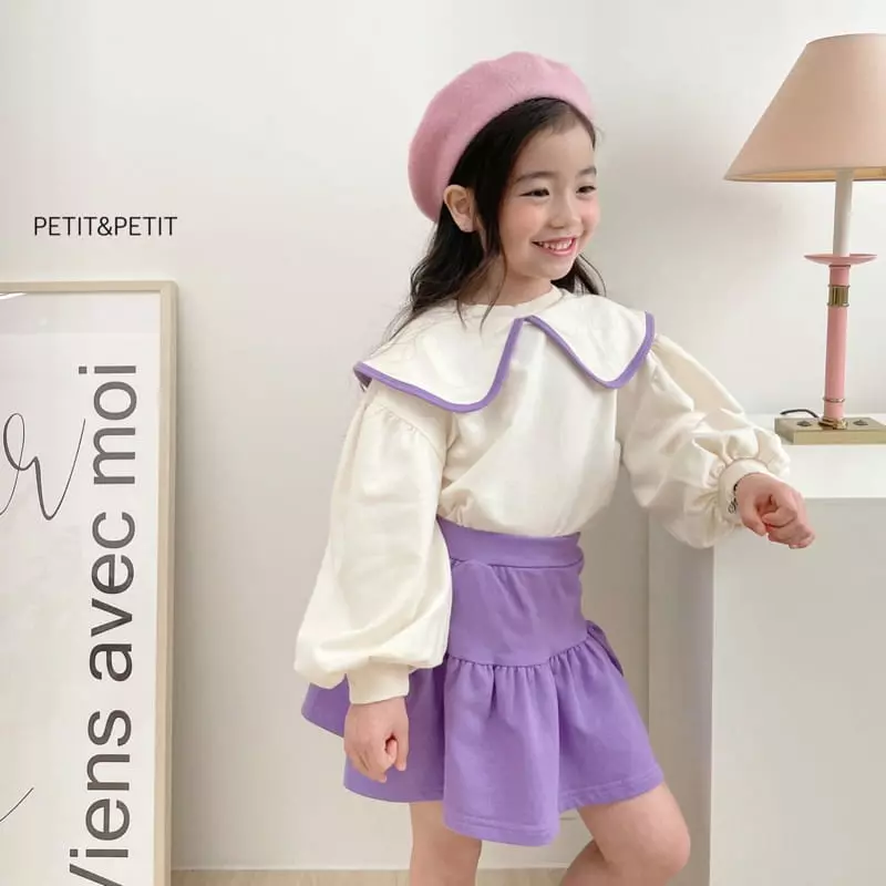 Petit & Petit - Korean Children Fashion - #designkidswear - Color Collar Skirt Top Bottom Set - 3