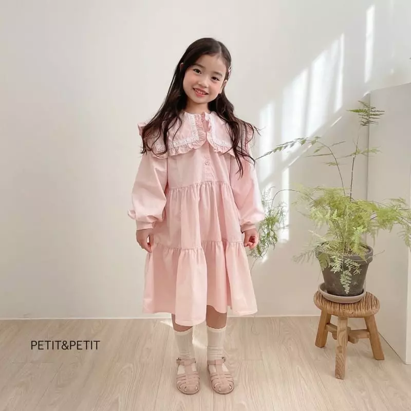 Petit & Petit - Korean Children Fashion - #designkidswear - Lace Collar Top Bottom Set - 2
