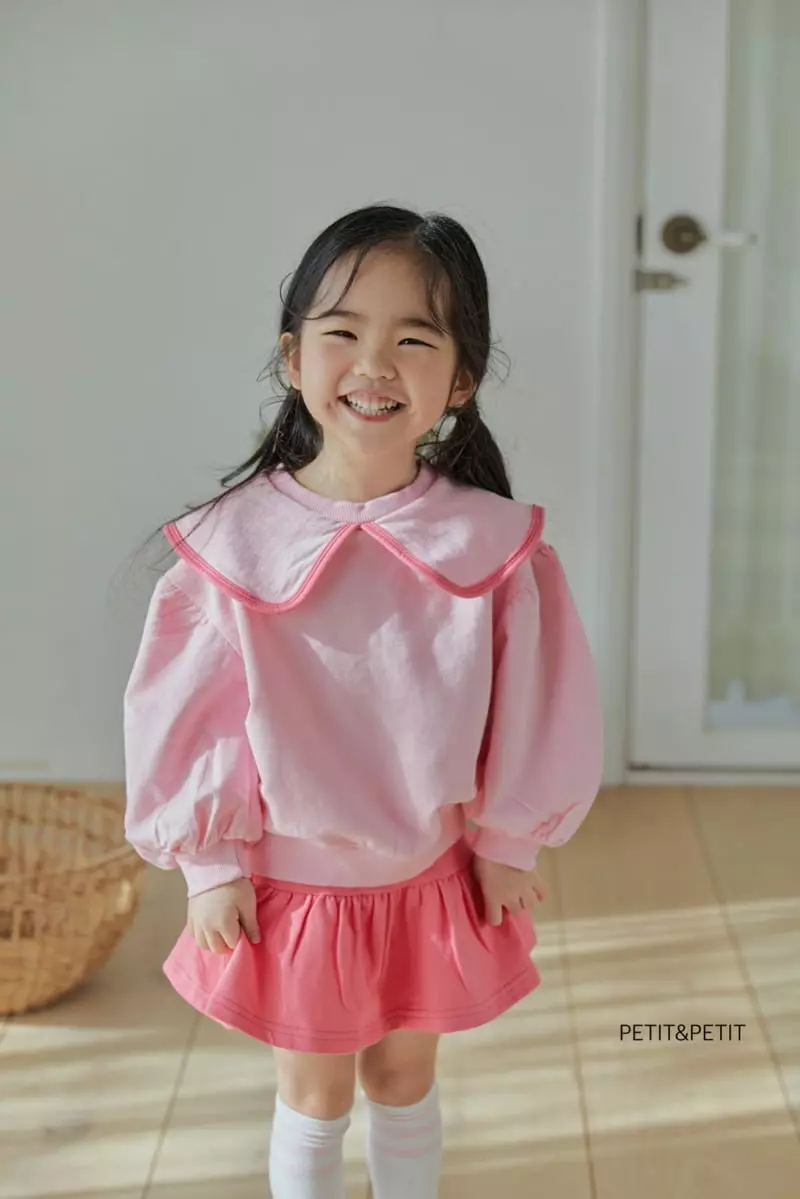 Petit & Petit - Korean Children Fashion - #designkidswear - Color Collar Skirt Top Bottom Set - 4