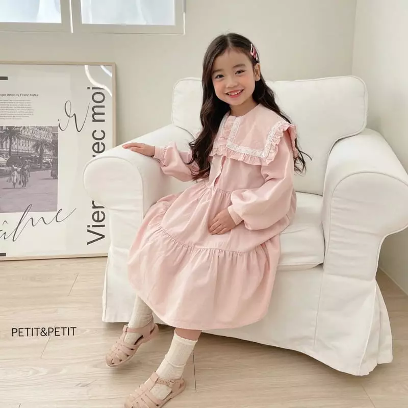 Petit & Petit - Korean Children Fashion - #discoveringself - Lace Collar Top Bottom Set - 4