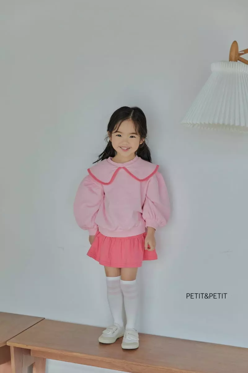 Petit & Petit - Korean Children Fashion - #kidsshorts - Color Collar Skirt Top Bottom Set - 6