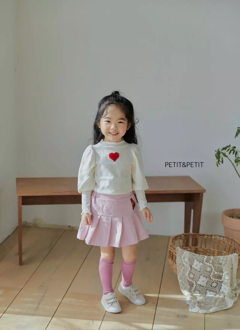 Petit & Petit - Korean Children Fashion - #kidsshorts - Spring Heart Puff Tee